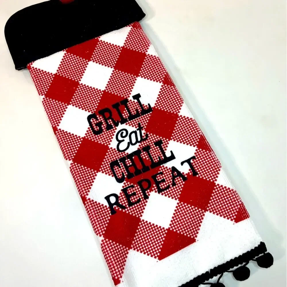 Kitchen Towel Home Decor Summer BBQ Handmade Red Father's Day Gift